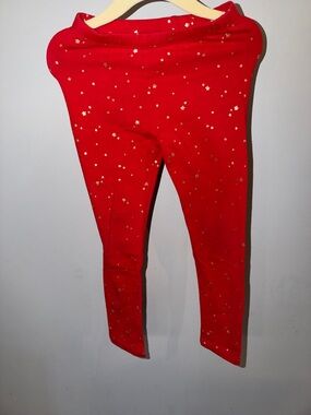 Cat & Jack Red Leggings with Gold Star Print